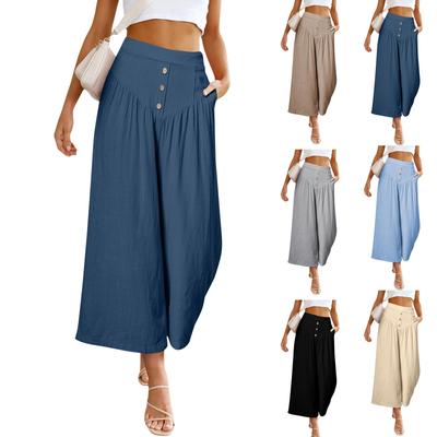 Women's Spring And Summer Casual Comfortable Color Loose Cropped Pants
