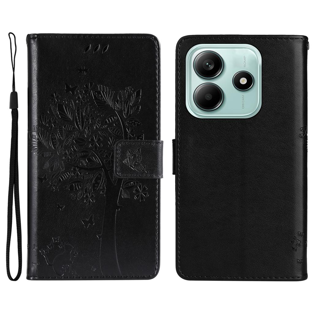 For Xiaomi Redmi Note 14 5G Phone Case with Stand Cat Tree Pattern Leather Wallet Mobile Cover