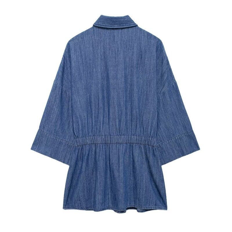 Fashion Style 2024 Autumn New Women's Clothing Bowknot Decoration Denim Vertical Shirt High Waist Pants 7484158