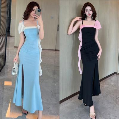 Sexy Sauna Pedicure Overalls Beauty Evening Dress Long Dress Low Chest Thin Summer