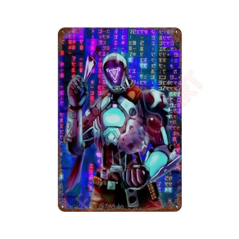 Anime Online Game Valorant Poster Neon Metal Tin Sign Plaque Wall Kawaii Game Room Decor Reyna Jett Gaming Gamer Aesthetic Gift