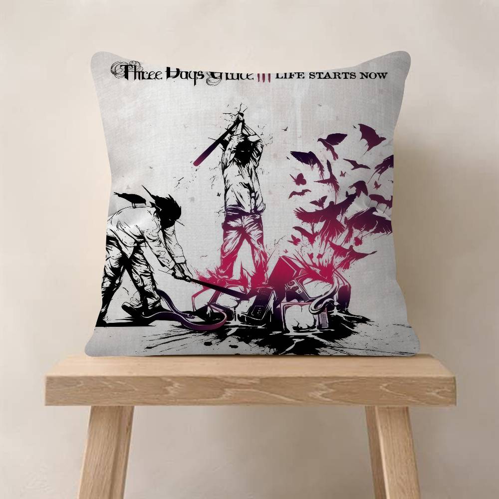 

TThree days Grace Band Cushion Cover Pillow Cover Decor Pillowcase Printed Cushion Case for Couch 30x30cm