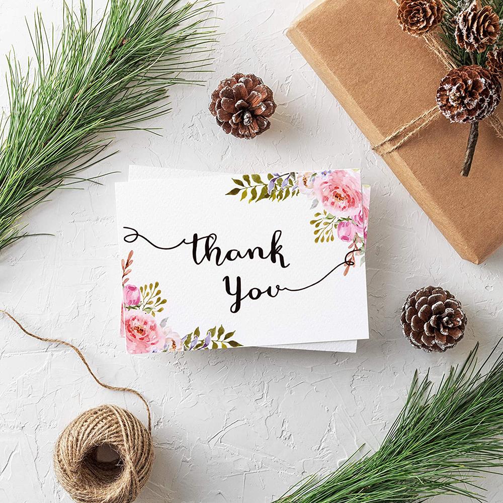 30pcs Flower Color Thank You For Your Order Card For Small Shop Mailer Bags Gift Decoration Card For Small Business