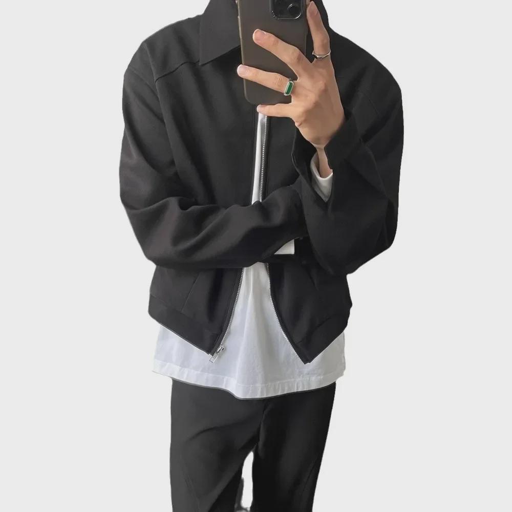 Korean-Style Men's Autumn/Winter Casual Loose Short Coat with Wide Lapel