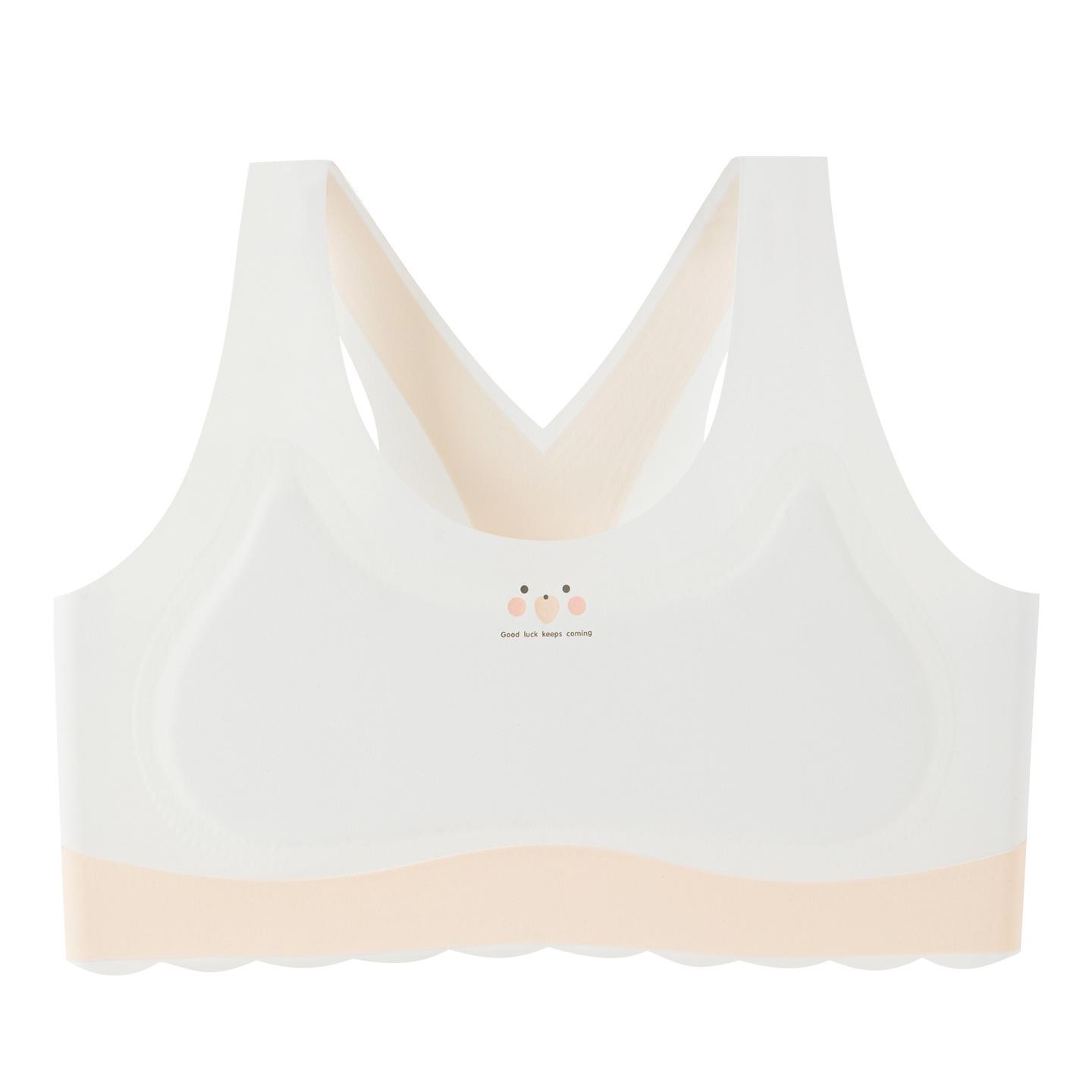 Дышащий Бесшовный Беспроводной Бюстгальтер-Бралетт Телесного Цвета - Невидимый Легкий Дизайн Без Спины S (50-60 kg)