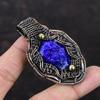 Faceted Blue Sapphire Pendant Copper Wire Wrapped Gemstone Jewelry Handmade Pendant Copper Wire Wrap Pendant Gift For Women Designer Jewelry