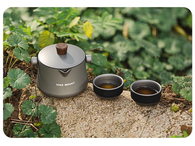 Ultra-Light Portable Aluminum Alloy Tea Set: One Pot & Three Cups for Camping and Travel
