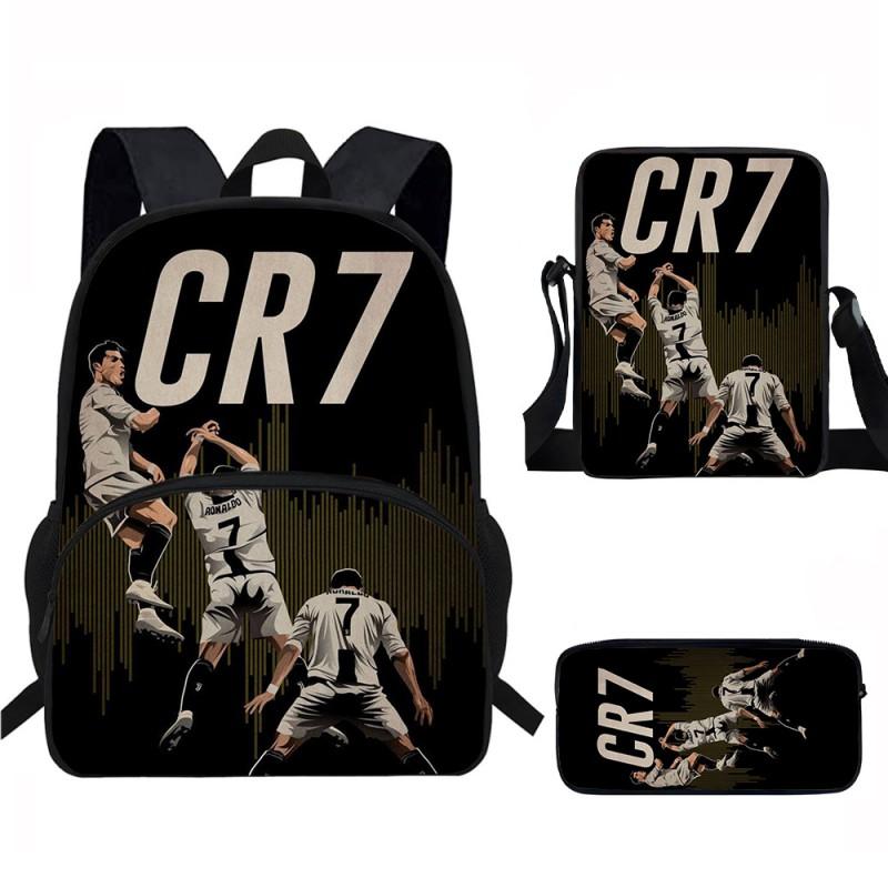 Set Zaino Scolastico CR7 per Bambini Tessuto Oxford Borsa a Doppio Scomparto con Tasca Frontale Astuccio Tracolla Ergonomico Dorsale