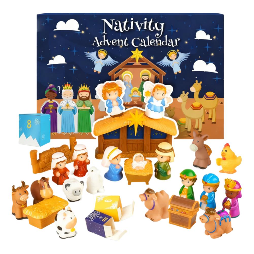 

Christmas Advent Calendar Miniature Nativity Figurine Set Nativity Playset, 24 Days Christmas Countdown Calendar 1pcs
