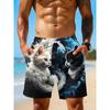 Creative Colorful Summer Leisure Holiday Cool Daily Versatile Shorts Fashionable Comfortable Plus Size Drawstring Loose Men Animal 3D Shorts