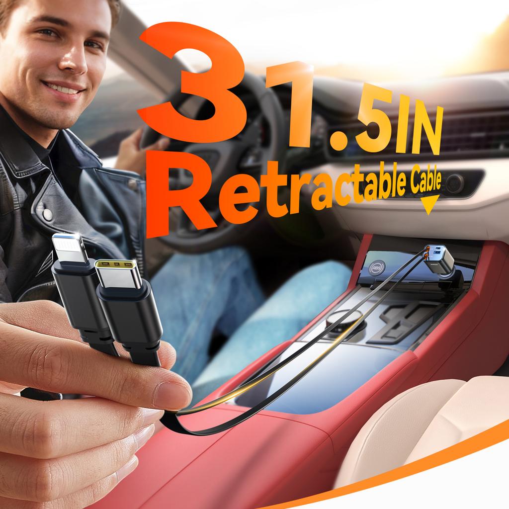 JOYROOM CCL05 4 in 1 Car Charger with 65W Fast Charging Retractable Dual Cables