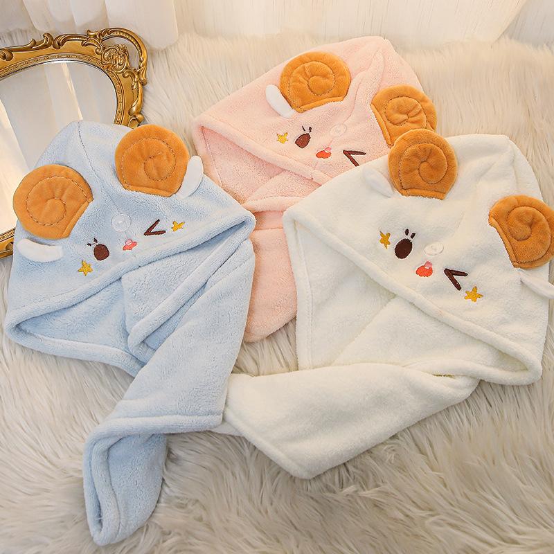 Cartoon Coral Velvet Star Hair Drying Cap Triangular Shower Cap Absorbent Hair Drying Towel