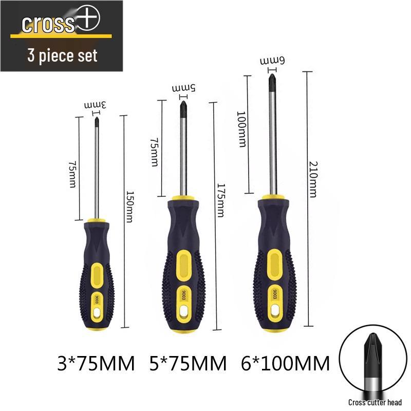 High Strength Phillips & Slotted Screwdriver Set with Non-Slip Magnetic Handle, Chrome Vanadium, High Hardness