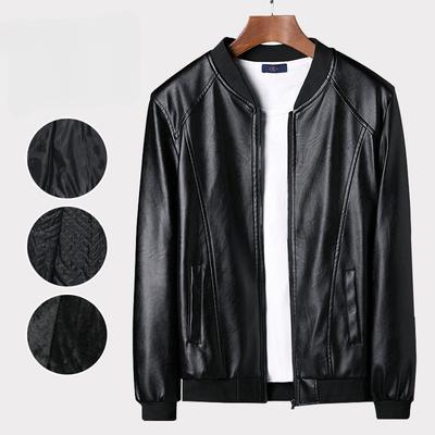 Motorcycle Leather Jacket Men's Thin Leather Jacket Pu Spring and Autumn Baseball Collar Coat