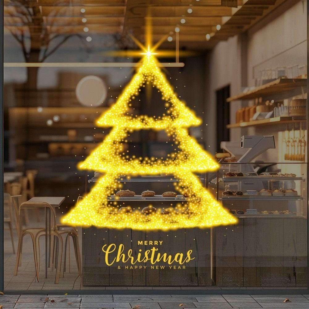 PVC Christmas Window Stickers Electrostatic Reusable Christmas Window Decals Whole Sheet Christmas Glass Window Stickers