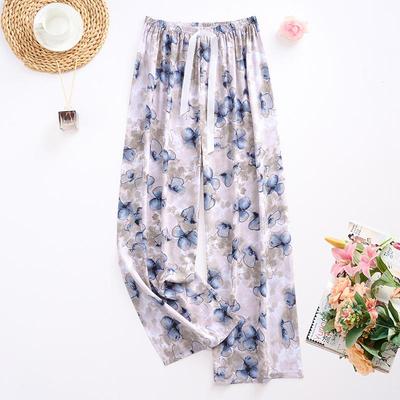 Pantaloni da Donna a Gamba Larga con Stampa Floreale, Pantaloni Loungewear con Vita Elastica (Taglia unica)
