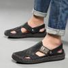 Sommer Außenhandel Sandalen Herren Leder Outdoor Strandschuhe Casual Übergröße Herrenschuhe Tasche Kopf Dual-Use Coole Hausschuhe