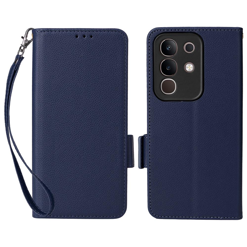 For vivo Y29 4G/T4x 5G Case with Wrist Strap Litchi Texture PU Leather Wallet Phone Cover