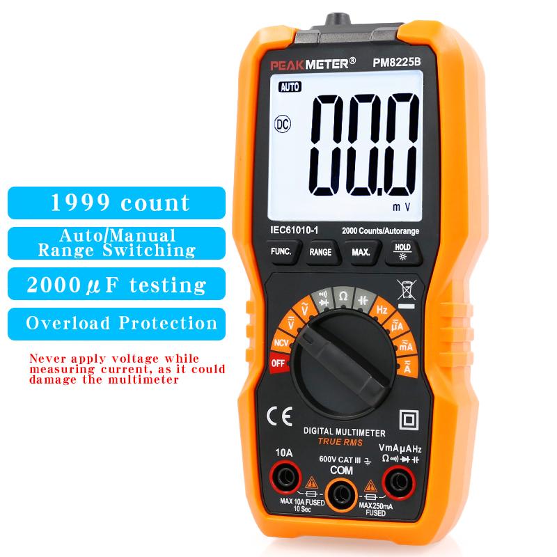 PEAKMETER PM8225B Digitales Multimeter, Hohe Präzision, Smart, Verbranntschutz, Haushaltsstromzähler