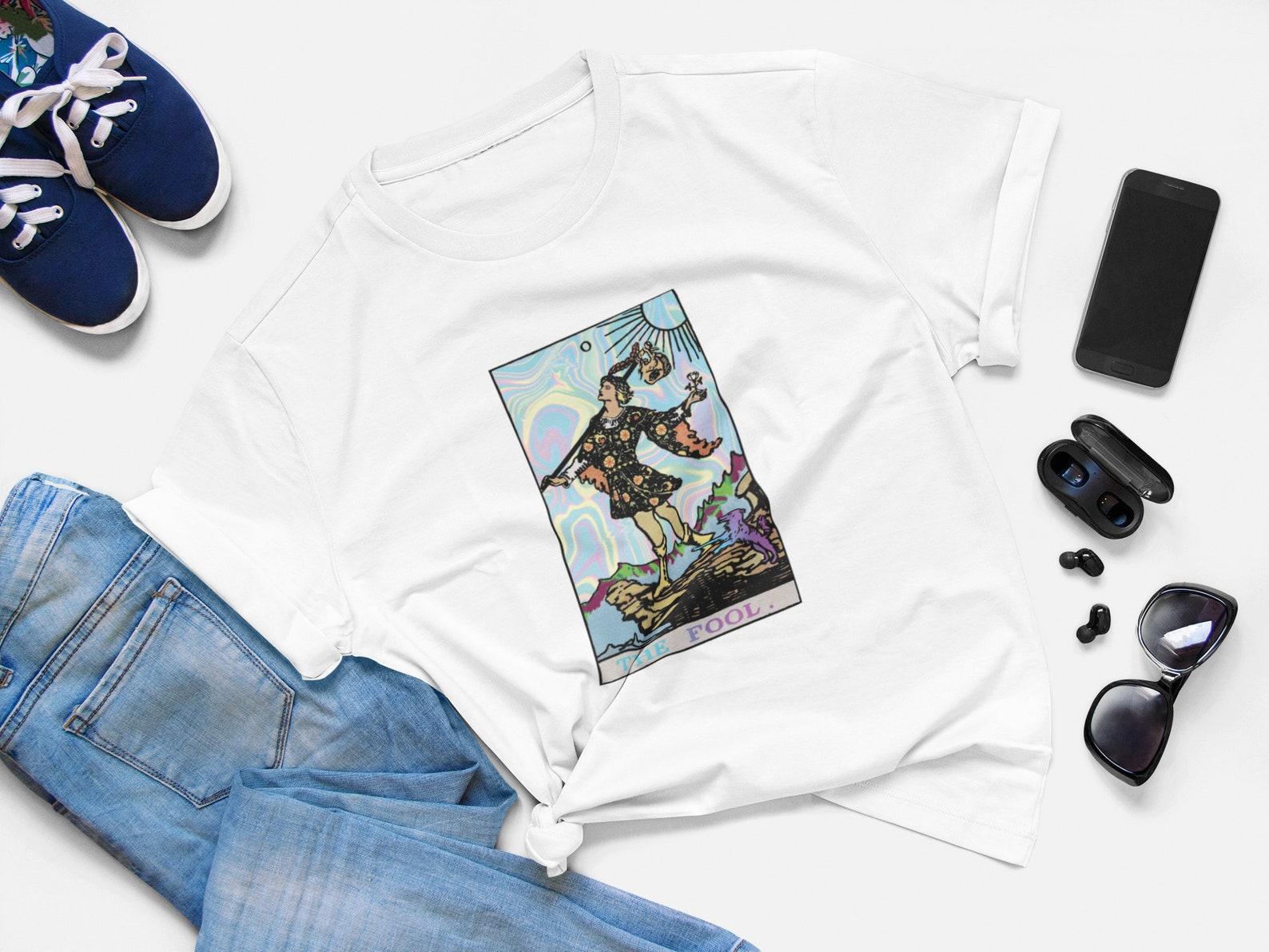 The Fool Tarot Card T shirt Psychedelic Trippy Aesthetic / Gothic / Cool / Hype / tumblr t shirt, vintage t shirt , 90s t shirt / Fool Tarot 4XL