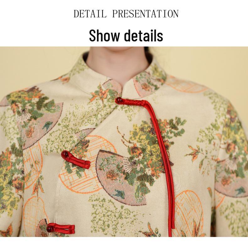 Damen Retro Chinesischer Stil Tang Anzug Cheongsam Oberteil & Hanfu Set – Herbst/Winter Teeanzug