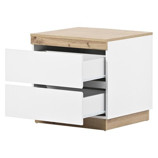 Wood Grain Nightstand with 2 Drawers Spacious Desktop Strong Load-bearing Small Side Table Nightstand Bedroom