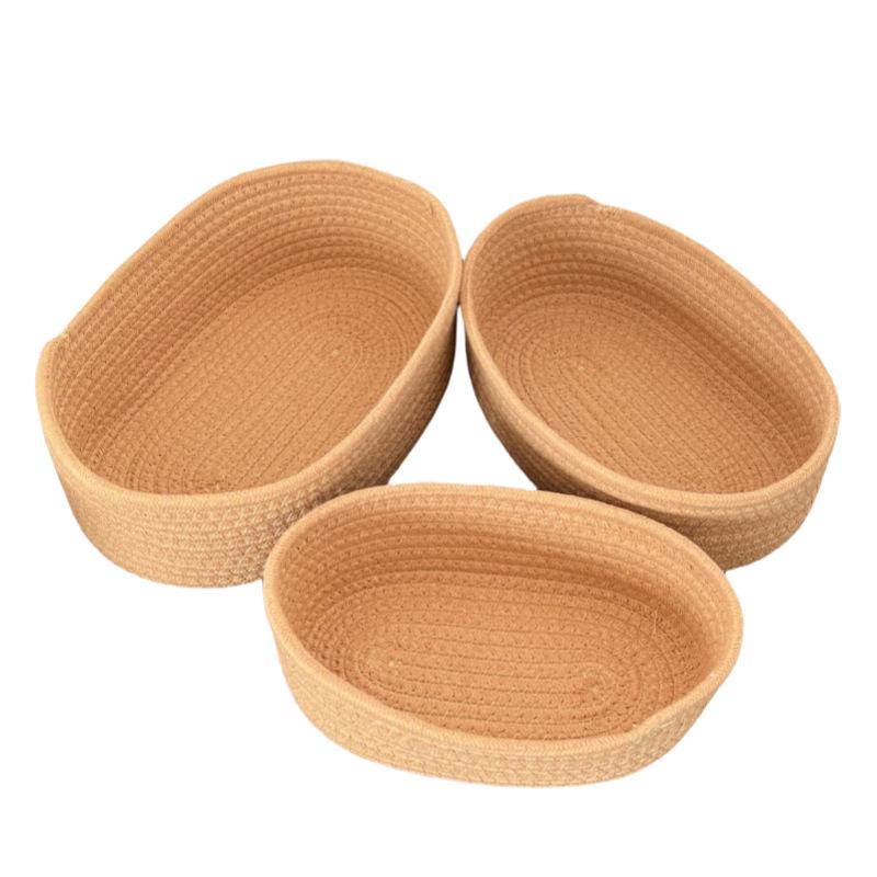 Handwoven Cotton Rope Boat-Shaped Storage Basket for Cosmetics, Snacks, and Sundries
