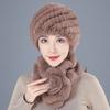 Middle-aged Rex rabbit hair hat female autumn and winter warm elderly grandmother ear protection fur mother wool scarf