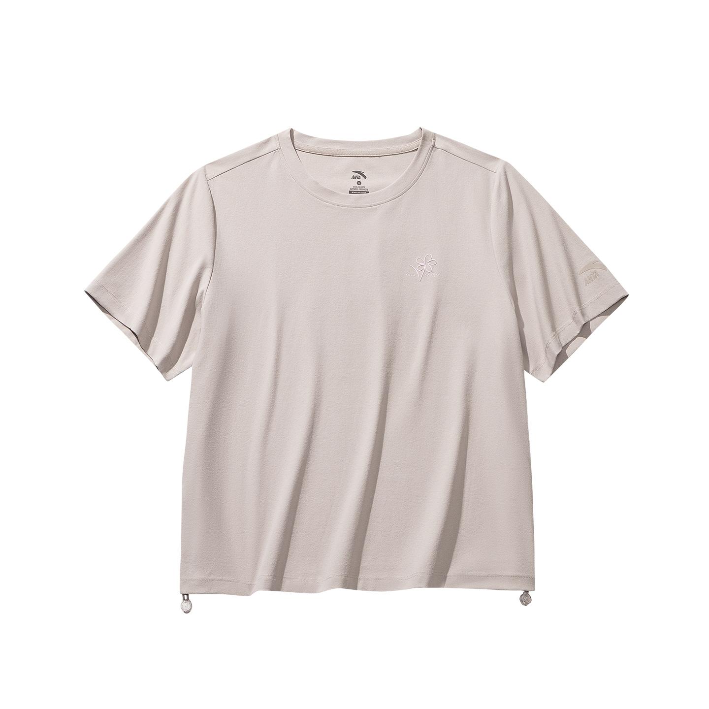 

Anta Short Sleeve Knitted T-Shirt Women tops Iron-Gray 962628107-3 XS