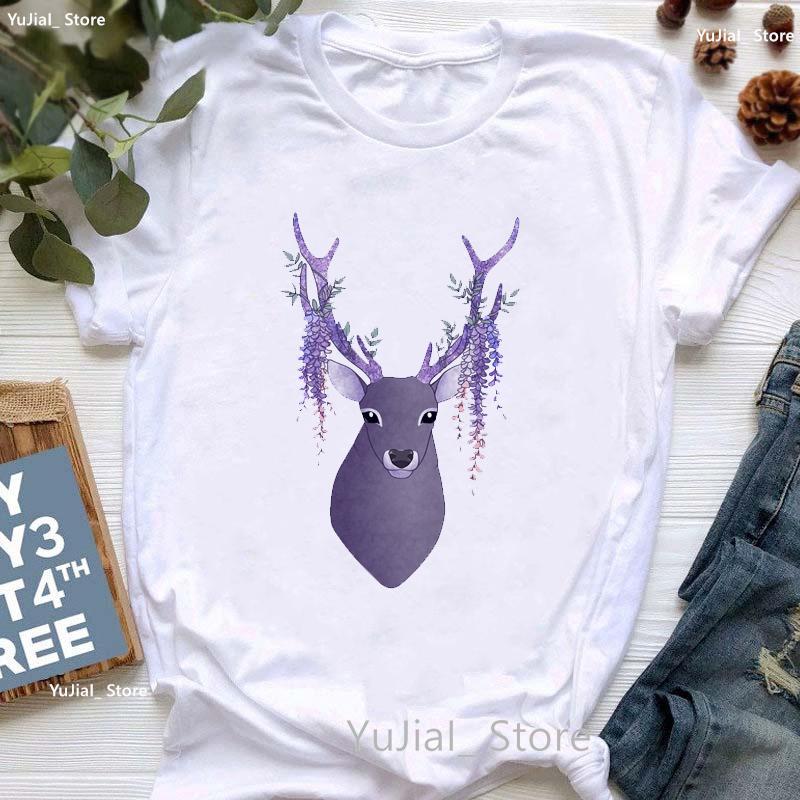 Kawaii Alpaca With Flowers And Coffee Print T Shirt Girls Summer Short Sleeve Tshirt Femme Fashion Tops Tee Shirt Female