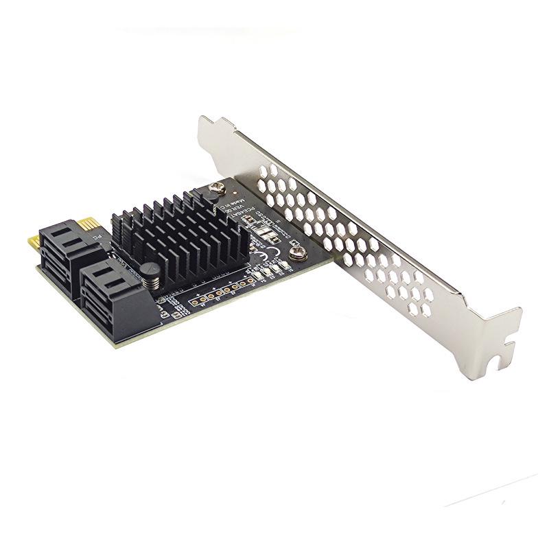 PCI-E GEN3 to 4-Port SATA 3.0 Expansion Card 6G, IPFS Hard Drive Adapter with ASMedia ASM1064 Controller.