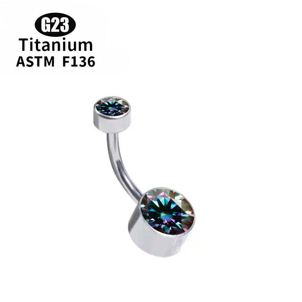 G23 Titan 5A Runder Zirkon CZ Bauchnabelring Körperschmuck Intern Gewindet Fassung gesetzt