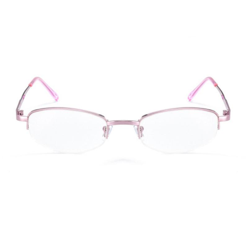 Ladies Pink Half Frame Reading Glasses Metal Resin Ultra Light Fashion Eyewear for Women Mothers Elegant Design