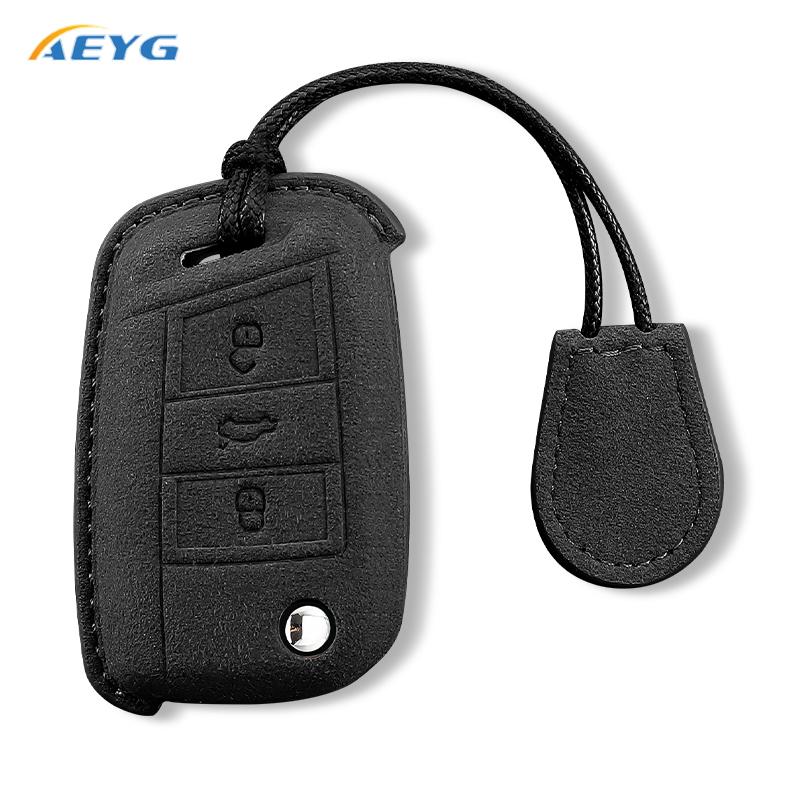 Leather Car Key Case Cover Shell Fob For Vw Volkswagen Golf 7 Mk7 Tiguan Mk2 For Seat Ateca Leon Fr 2 Ibiza Key Fob Accessories