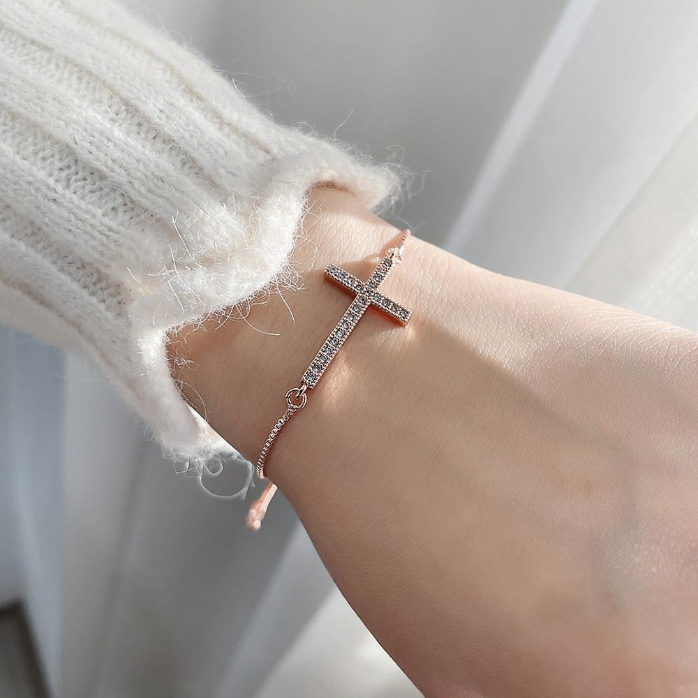 Cross Jewelry Adjustable Copper Zircon Stone Bracelet For Women Gift Travel Souvenir