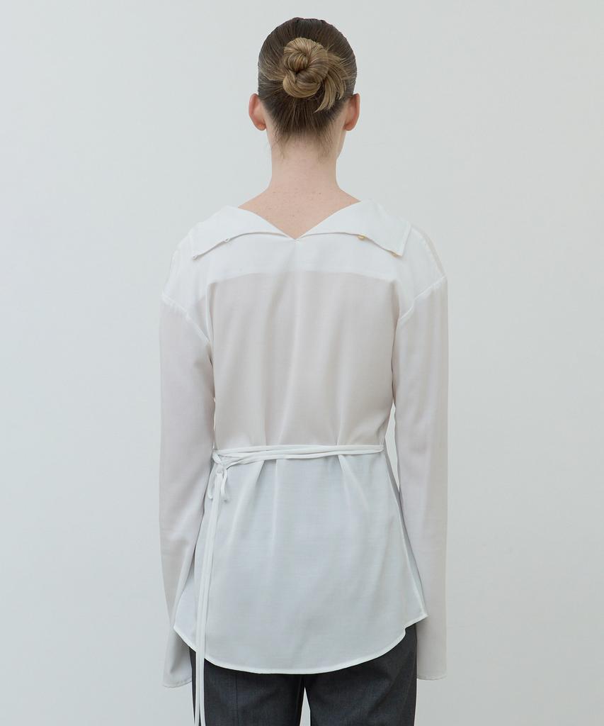 AFTERGLOWOOL Silky Cowl Neck Blouse_White