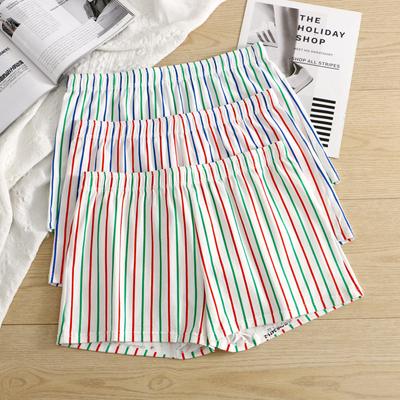 Men Vertical Striped Boxers Briefs Cotton Comfortable Soft Underpants Middle Waist Shorts Large Size Underwear Loose Homewear