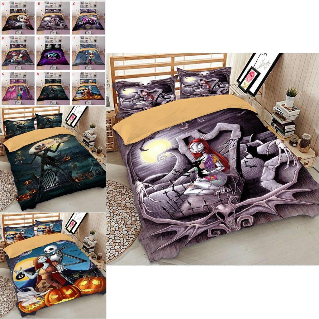 Luxurious Nightmare Before Christmas Duvet Cover With Pillow Cases Bedding Set