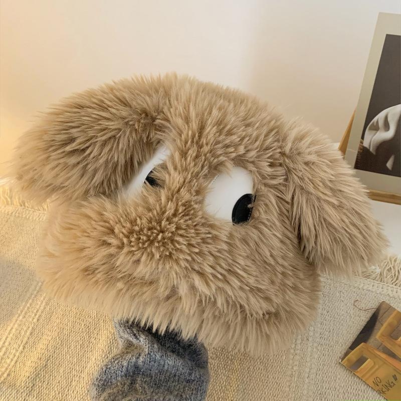 

Cute Cartoon Funny Puppy Long Ears Plush Hat Women Scribbled Puppy Hat Lei Feng Hat Autumn and Winter Japanese Versatile one size
