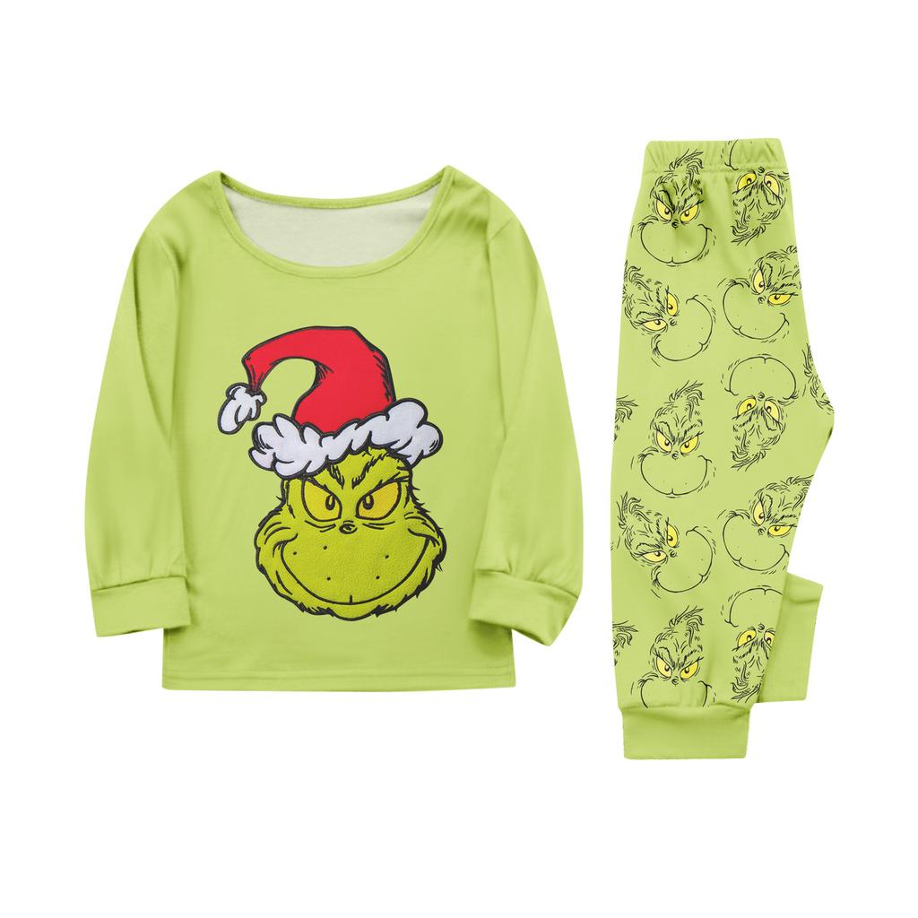 Print Cute Family Set Pajamas, Home Clothes, Family Set Long Sleeve Top Pants Set