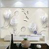 Papel Tapiz Moderno 3D Estéreo Tulipán Mariposa Flores Mural de Pared Moda Sala de Estar Decoración del Hogar Papeles de Pared Para 3D
