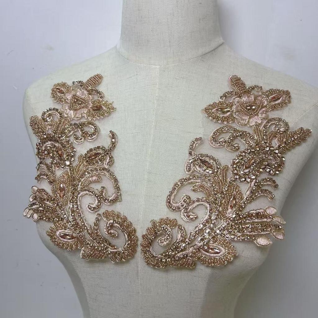 Multicolor Rhinestone Floral Beaded Embroidery Appliques for DIY Jackets, Headwear, and Accessories