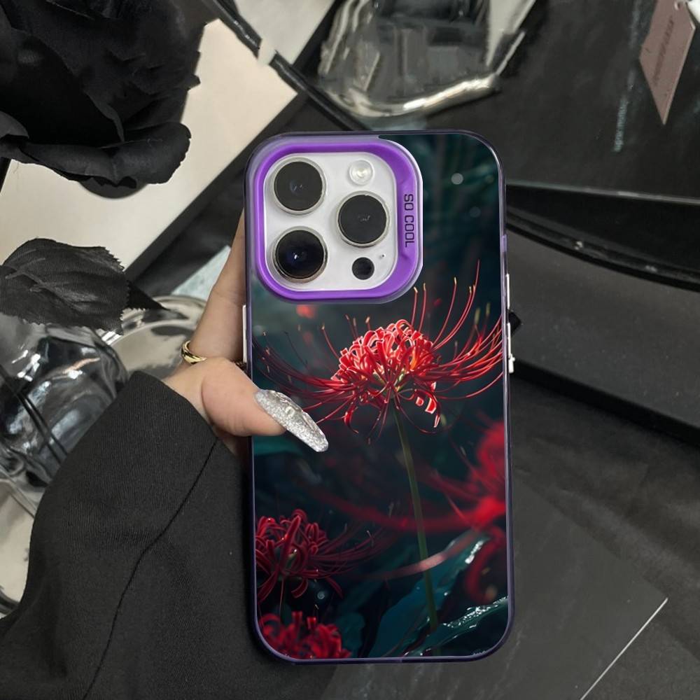 Rote Spinnenlilie Handyhülle Für iPhone 16,15,14,17,13,12,11,XS,Mini,Pro,SE,MAX Lila Mat Silikonhülle