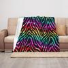 Colorful Zebra Striped Flannel Throw Blanket Soft Lightweight Cozy Bed Sofa Travel Decor Blanket for Home Bedroom