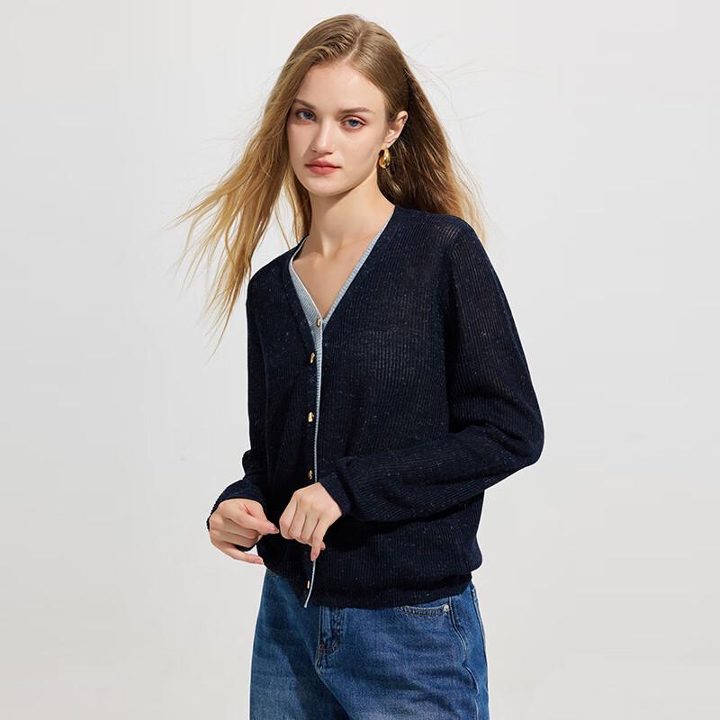 Women's Color Block V-Neck Knit Cardigan