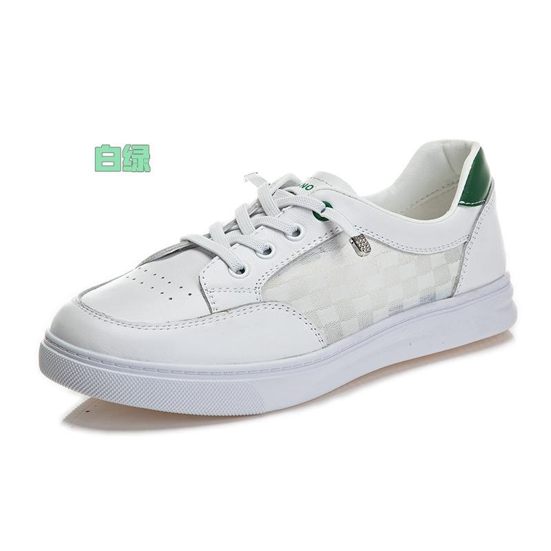 Women's shoes versatile casual top layer cowhide women's shoes mesh shoes 2025 autumn new large breathable board shoes