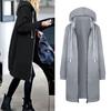 Chic Lady Solid Color Long Sleeve Casual Hooded Sweatshirt Coat Zipper Outwear