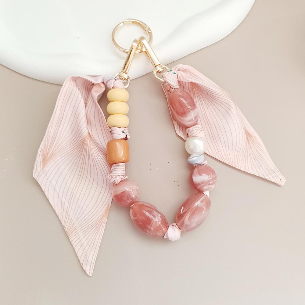 Premium Acrylic Scarf Phone Chain Vintage Irregular-Bead Pendant Chain Bag Phone Charm Car Keychain Fashionable Office Lady