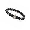 Natural Matte Frosted Volcanic Stone Bracelet with Lion Head Beads