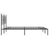 Metal Bed Frame with Headboard Black 140 x 190 cm